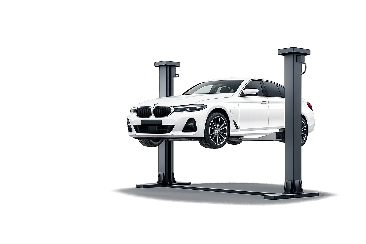 BMW auf Hebebühne in der KFZ-Werkstatt Jaris Autoservice