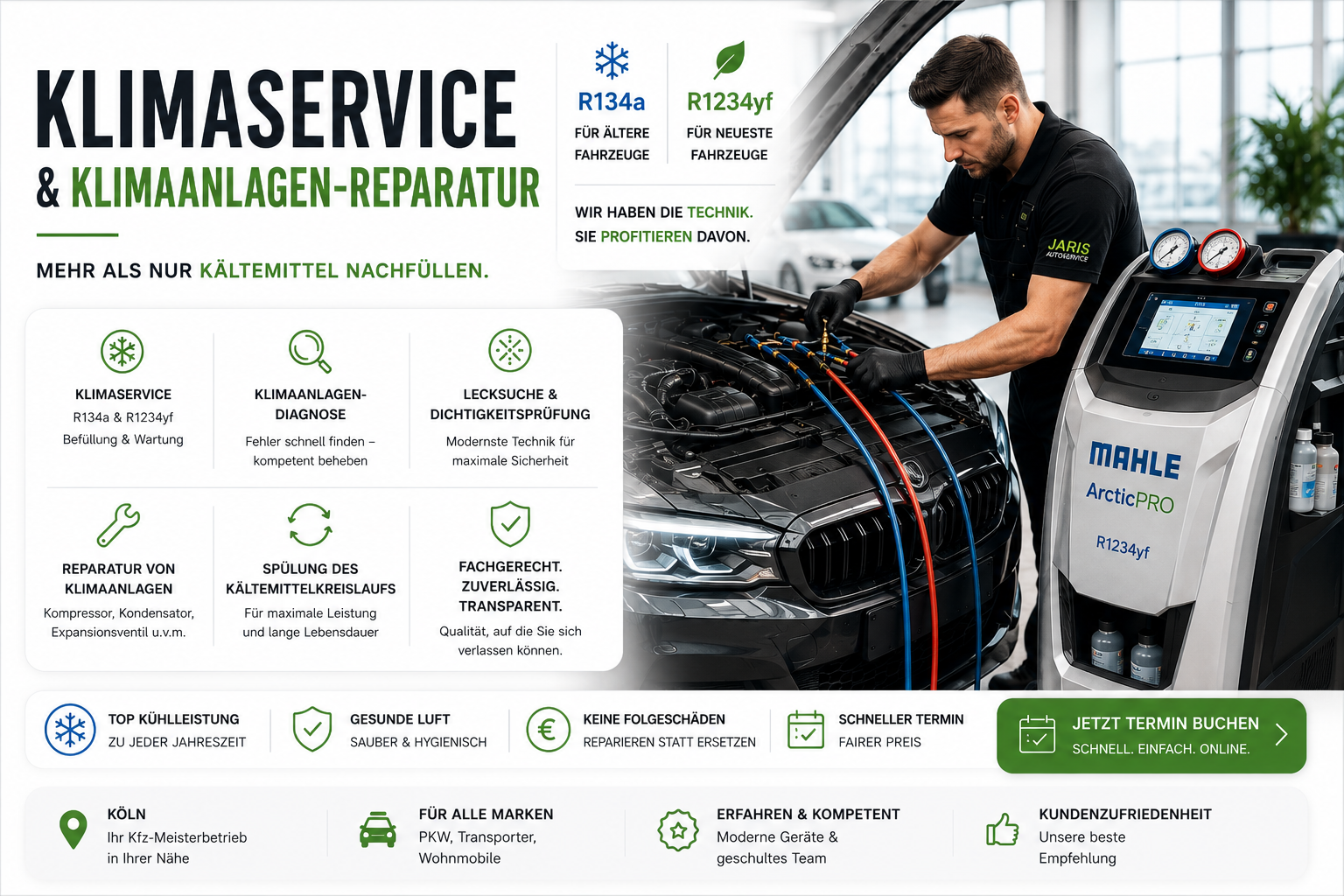 Klimaservice und Klimaanlagen-Reparatur bei JARIS Autoservice in Köln